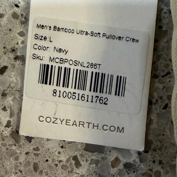 Cozy Earth Men’s Bamboo Ultra-Soft Pullover Crew | NWT | Navy | L - Picture 4 of 5
